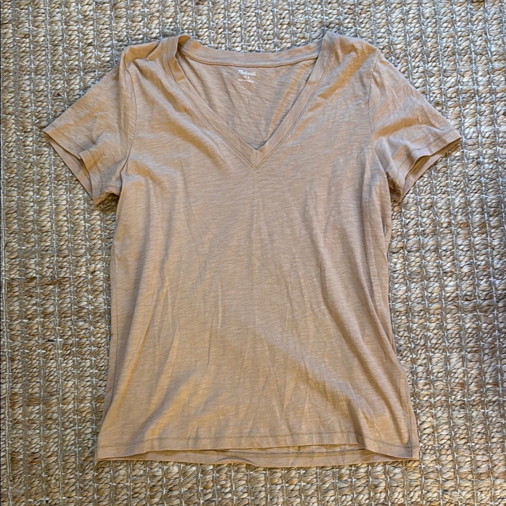 NWT Madewell Tan V-neck Top Small